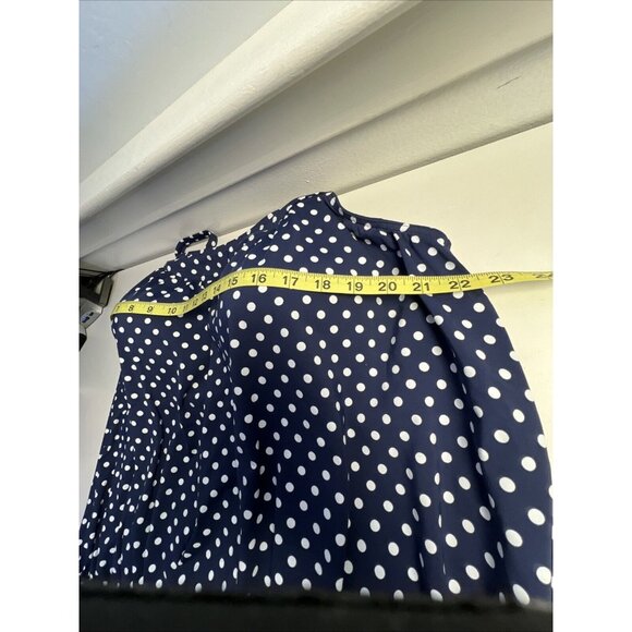 Womens 2W LANDS END Blue Polkadot BLOUSON TANKINI TOP Bathing Swim - Picture 4 of 7